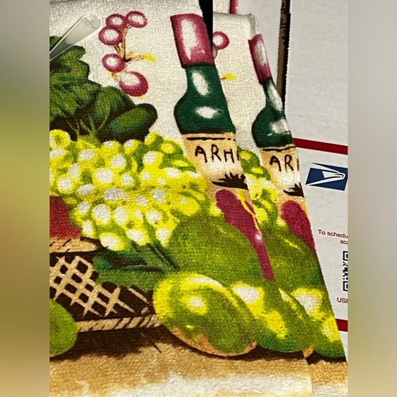New 4 Pcs Trends Collection Fruit Basket & Wine Design Kitchen Towels -Blemish - Picture 8 of 11